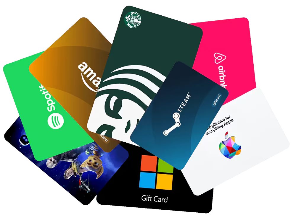 Assorted gift cards including Amazon, Phonepe, Swiggy, Steam, Swiggy and more — buy gift cards with Bitcoin and crypto on Genghis.pro
