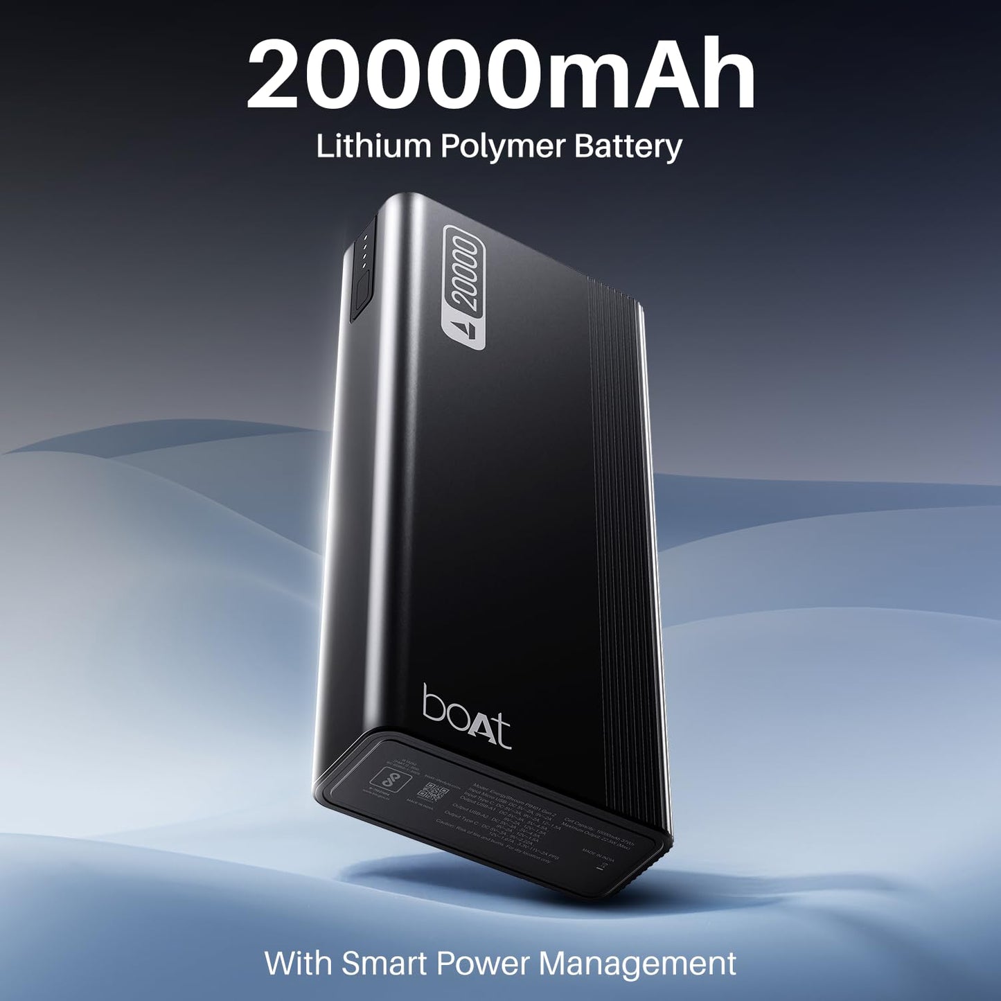 boAt Energyshroom PB401 20000mAh Power Bank| Micro USB and Type C (2-Way Input Ports), 22.5W, 3X Output Ports, Compatible with Tablets, Smartphones, Earbuds, Smartwatch (Carbon Black)
