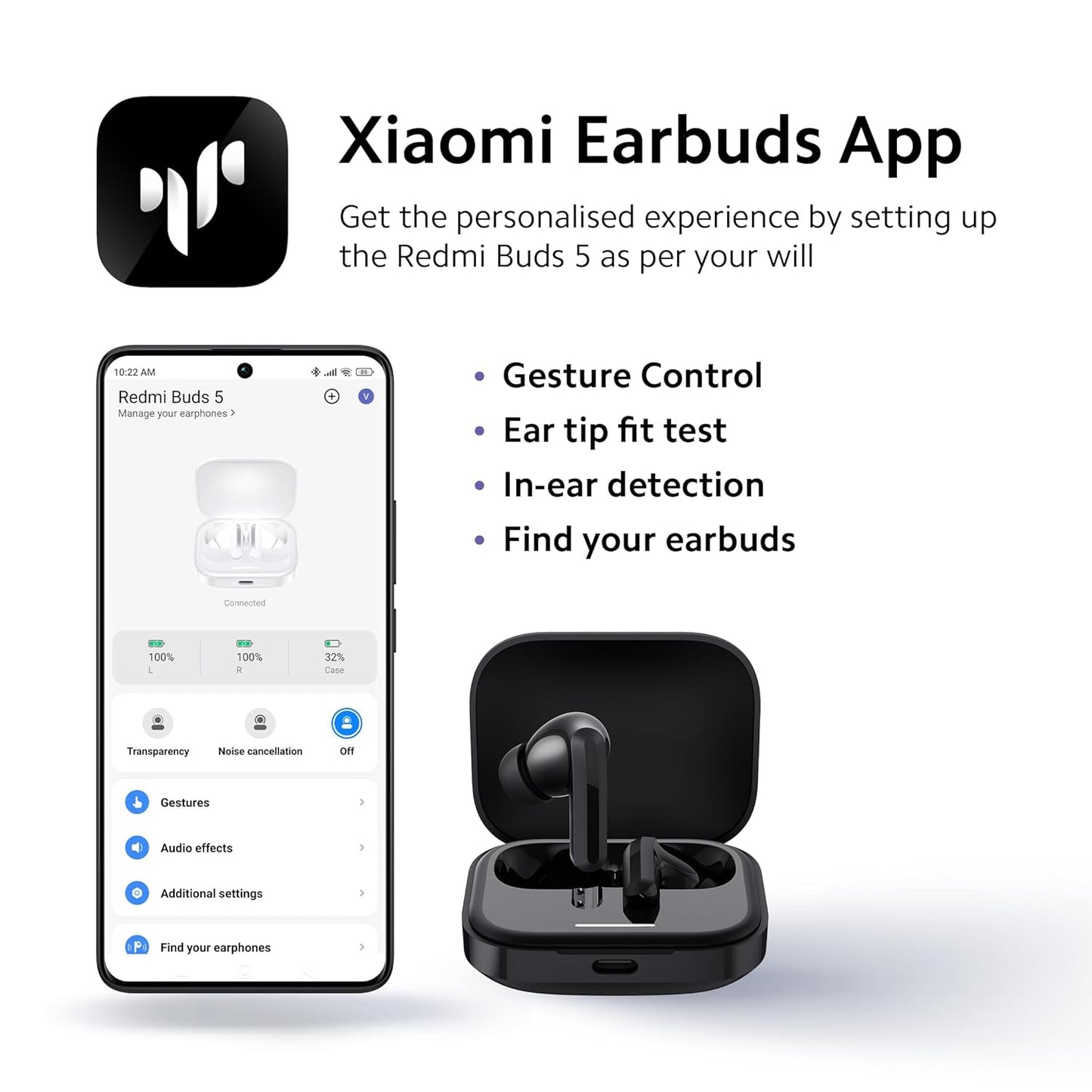 Redmi Buds 5 Bluetooth TWS Earbuds, Up to 46dB Hybrid Noise Cancellation, Quad Mic with AI Call Enhancement, 10mins Charge for 4Hours Life, Up to 38Hrs Playback| Fusion Purple