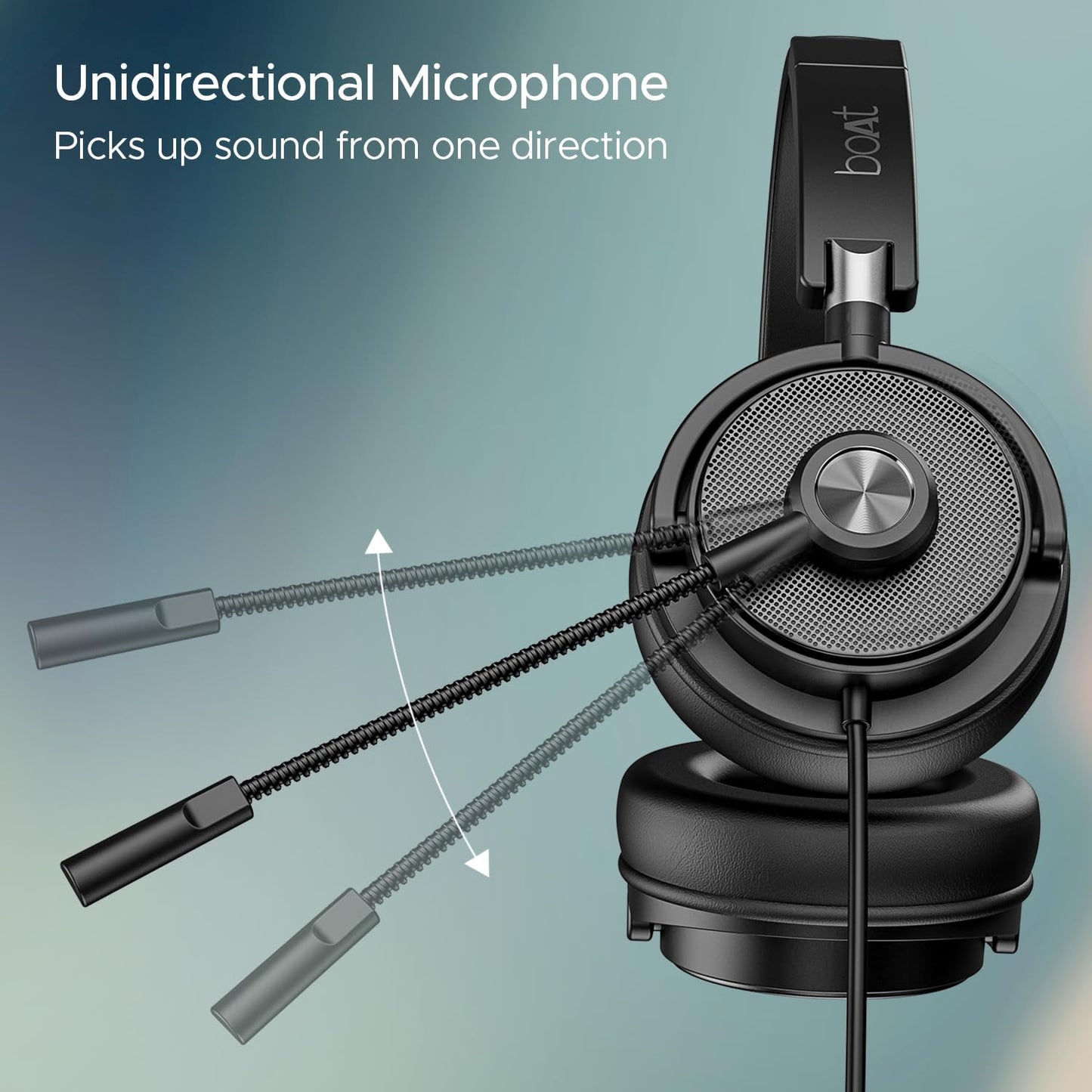 boAt Bassheads 900 Pro Wired Headphones with 40Mm Drivers, Lightweight Foldable Design, Over Ear, Remote Control, Unidirectional Retractable Mic, Adjustable Headband & USB Type-A Compatibility(Black)