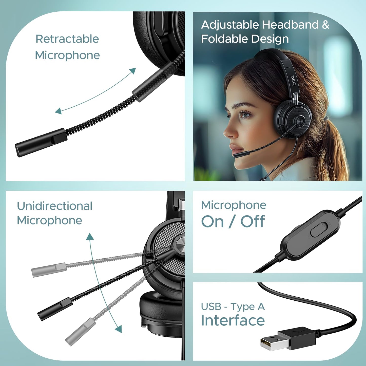 boAt Bassheads 900 Pro Wired Headphones with 40Mm Drivers, Lightweight Foldable Design, Over Ear, Remote Control, Unidirectional Retractable Mic, Adjustable Headband & USB Type-A Compatibility(Black)