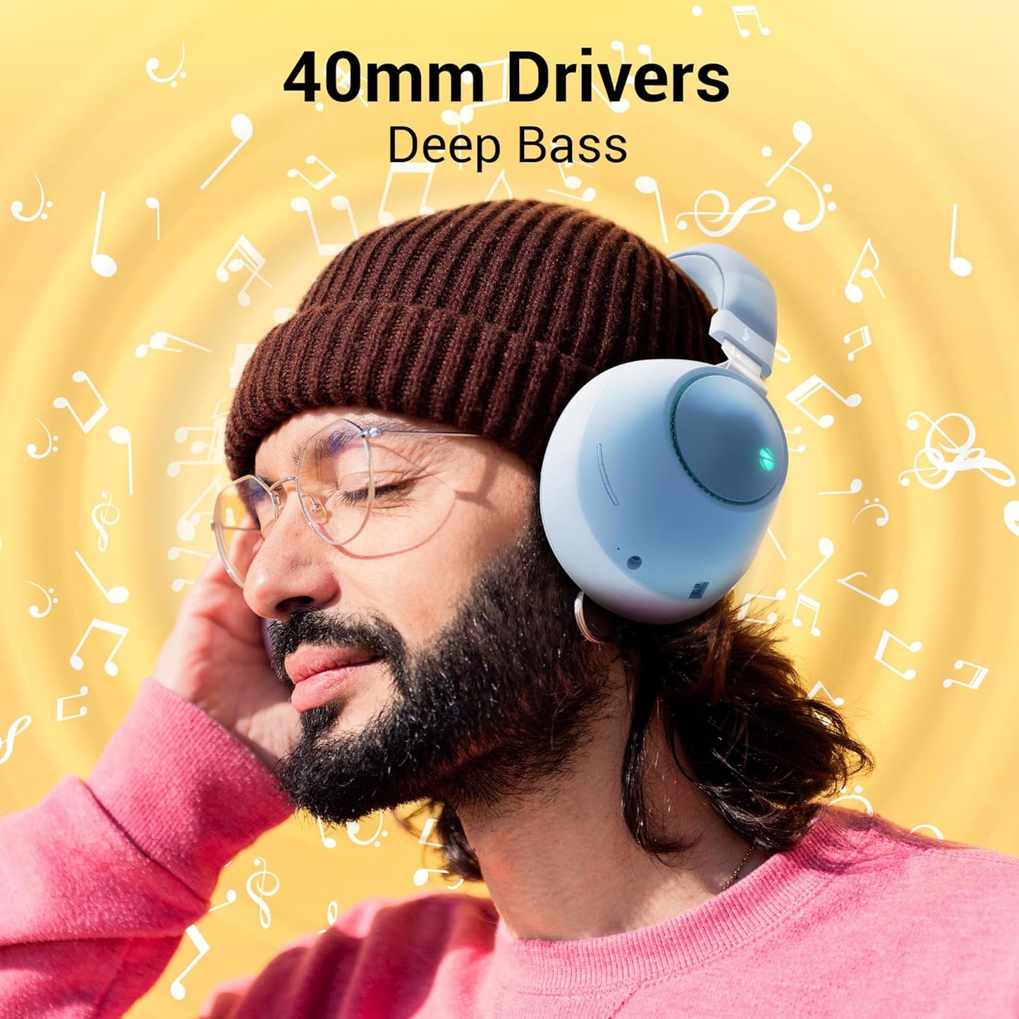 ZEBRONICS Duke Wireless Headphone with Up to 60h Backup, Supports Bluetooth, Dual Pairing, Gaming Mode, Environmental Noise Cancellation (ENC), LED Lights, Deep Bass, Voice Assistant Support (Blue)