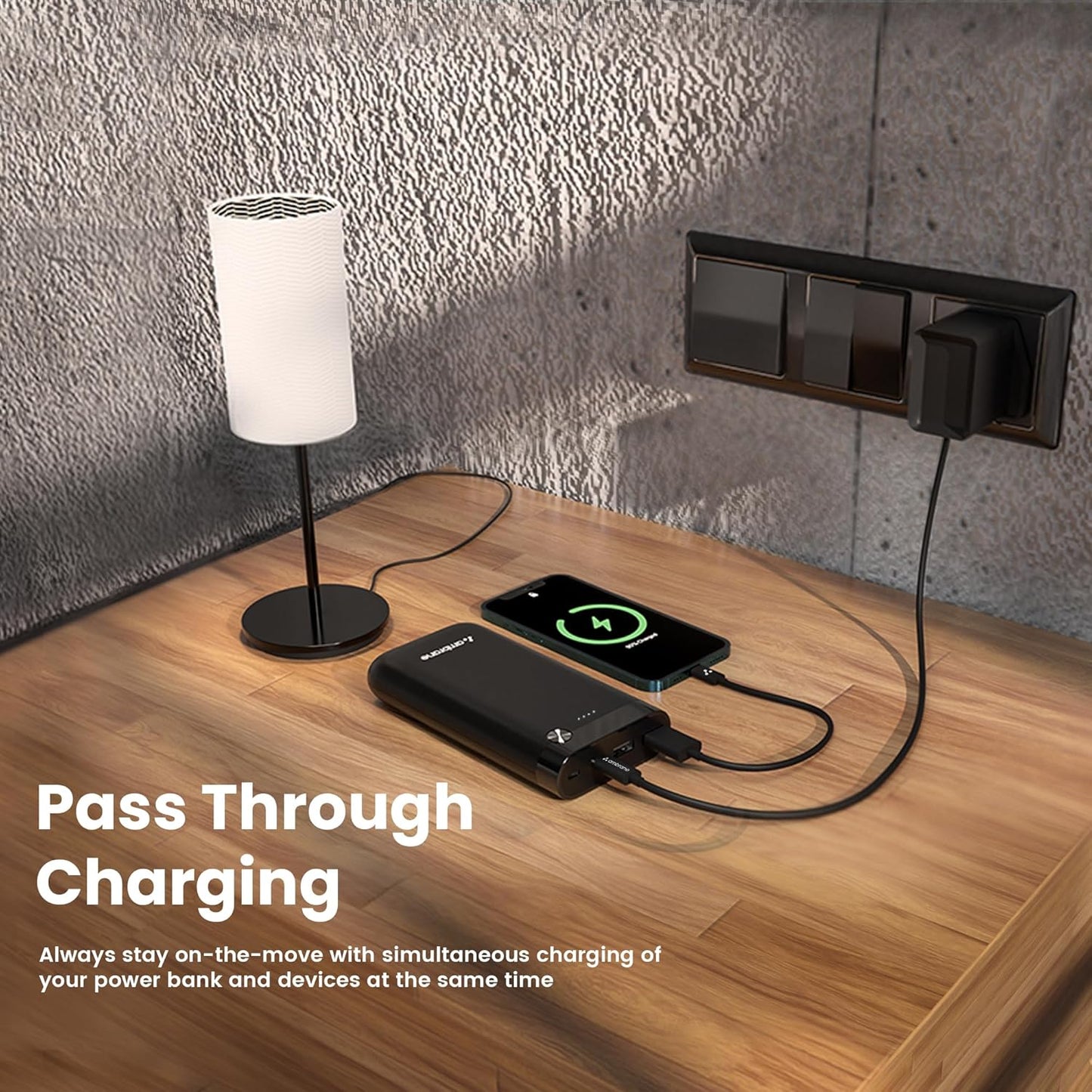 Ambrane 20000mAh Powerbank, 20W Fast Charging, Triple Output (2 USB & 1 Type C), Power Delivery, Quick Charge for iPhone, Android & Other Devices, Made in India + Type C Cable (PP-20 Pro, Green)