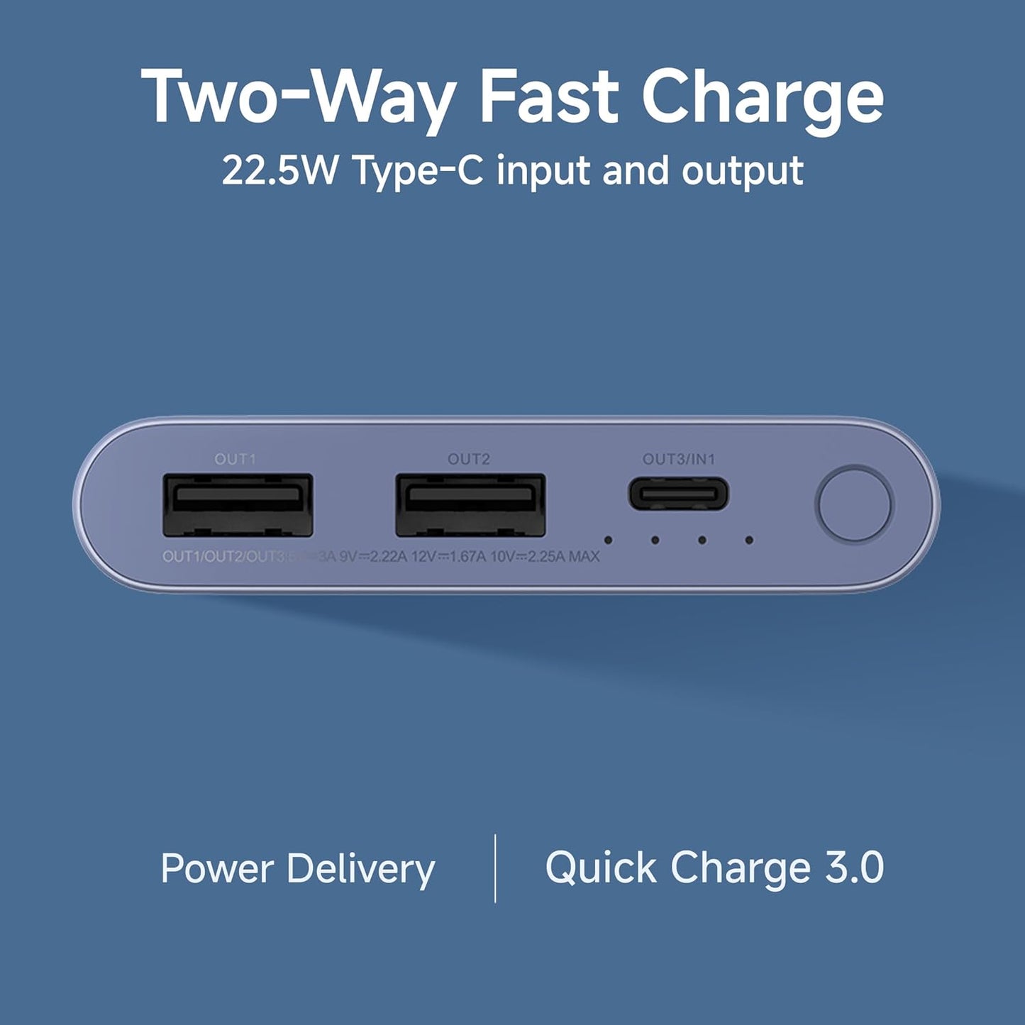 Xiaomi Power Bank 4i 10000mAh 22.5W Fast Charging PD | Power Delivery | QC 3.0|Type C Input & Output |Triple Output Ports|Coral Purple|Supports Android and Apple, Tablets, Earbuds, Watches etc