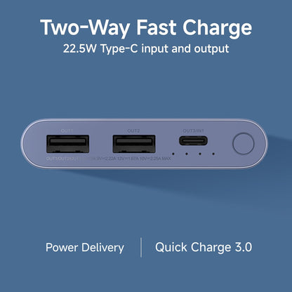 Xiaomi Power Bank 4i 10000mAh 22.5W Fast Charging PD | Power Delivery | QC 3.0|Type C Input & Output |Triple Output Ports|Coral Purple|Supports Android and Apple, Tablets, Earbuds, Watches etc