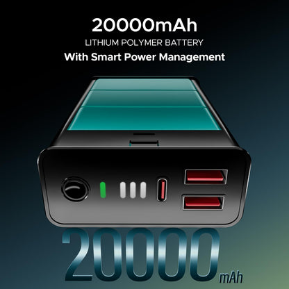 boAt Energyshroom PB400 Pro 20000mAh | Pocket Size, Compact Power Bank w/Type-C Input (2-Way Port), 3X Output Ports, Compatible with Tablets, Smartphones, Earbuds, Smartwatch(Steel Blue)