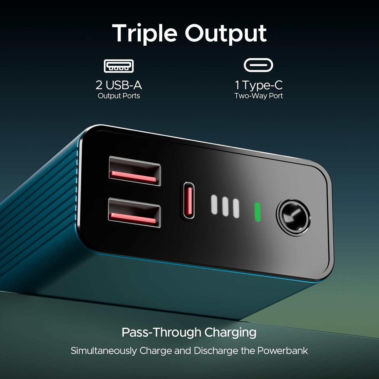 boAt Energyshroom PB400 Pro 20000mAh | Pocket Size, Compact Power Bank w/Type-C Input (2-Way Port), 3X Output Ports, Compatible with Tablets, Smartphones, Earbuds, Smartwatch(Steel Blue)