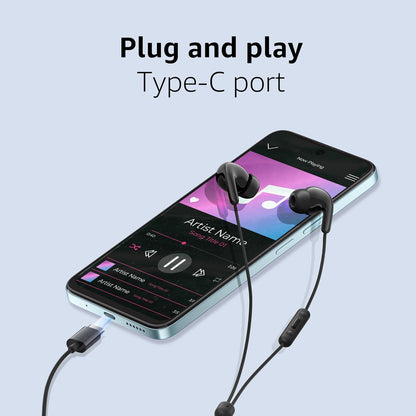 Xiaomi Type-C in-Ear Earphones with 12.4mm Drivers, HD Microphone, and IP54 Dust & Water Resistance (Black)