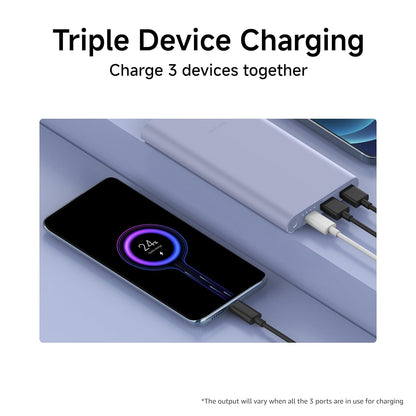 Xiaomi Power Bank 4i 10000mAh 22.5W Fast Charging PD | Power Delivery | QC 3.0|Type C Input & Output |Triple Output Ports|Coral Purple|Supports Android and Apple, Tablets, Earbuds, Watches etc