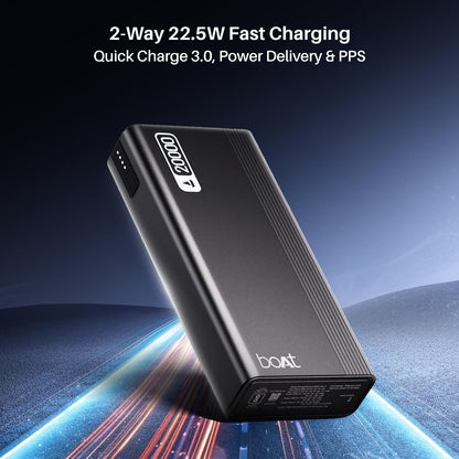 boAt Energyshroom PB401 20000mAh Power Bank| Micro USB and Type C (2-Way Input Ports), 22.5W, 3X Output Ports, Compatible with Tablets, Smartphones, Earbuds, Smartwatch (Carbon Black)