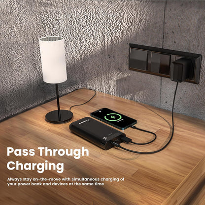 Ambrane 20000mAh Powerbank, 20W Fast Charging, Triple Output (2 USB & 1 Type C), Power Delivery, Quick Charge for iPhone, Android & Other Devices, Made in India + Type C Cable (PP-20 Pro, Green)